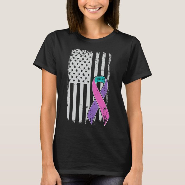 Bewusstsein für Krebs - Unruhe in der amerikanisch T-Shirt (Vorderseite)