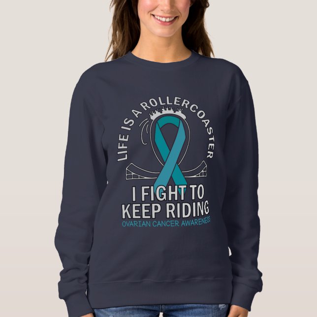 Bewusstsein für Ovarialkarzinom aquamarines Band Sweatshirt (Vorderseite)
