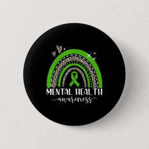 Bewusstsein für psychische Gesundheit Grüne Leopar Button