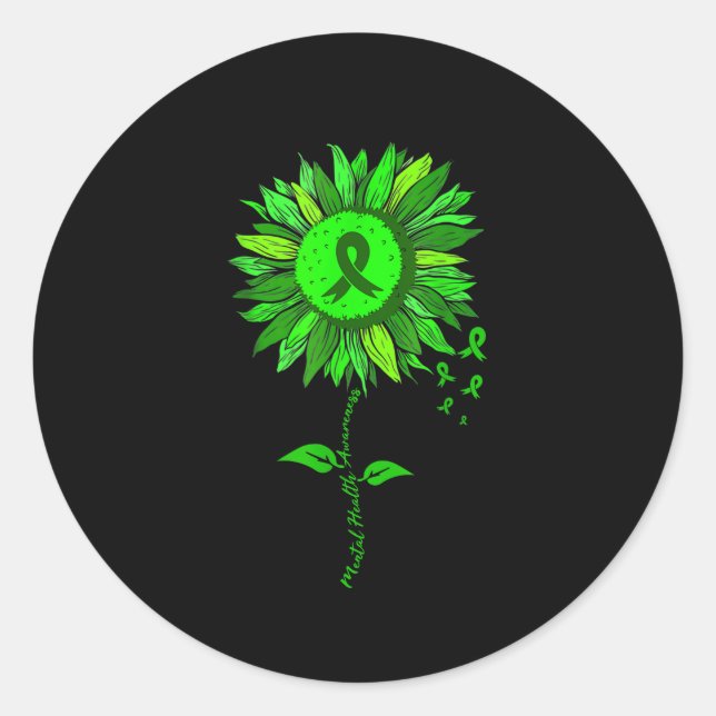 Bewusstsein für psychische Gesundheit Sonnenblumen Runder Aufkleber (Vorderseite)