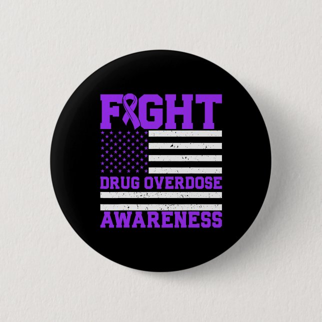 Bewusstsein für Sucht US-Flagge Amerika Überdosier Button (Vorderseite)