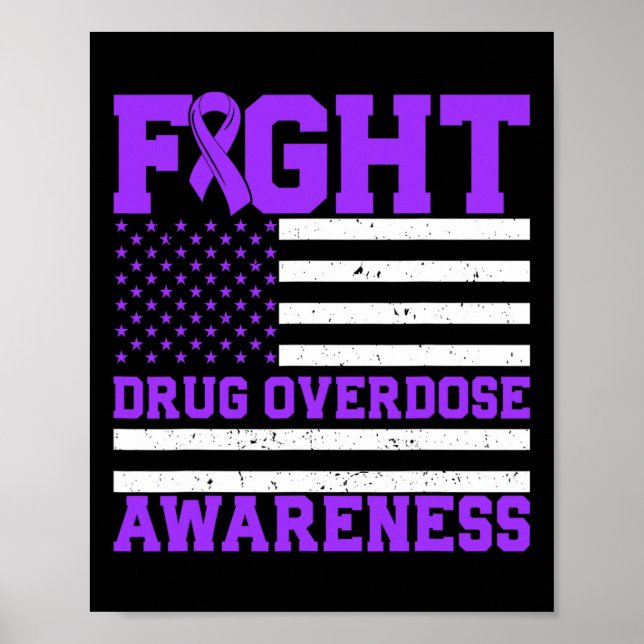 Bewusstsein für Sucht US-Flagge Amerika Überdosier Poster (Vorne)