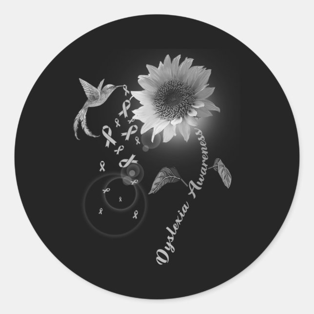Bewusstsein Grau Sonnenblume Hummingbird Runder Aufkleber (Vorderseite)