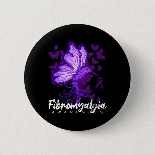 Bewusstsein Hummingbird mit Lila Band Button (Vorderseite)