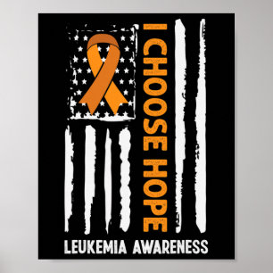 Bewusstsein Leukämie Krebs US Flagge Orange Band Poster