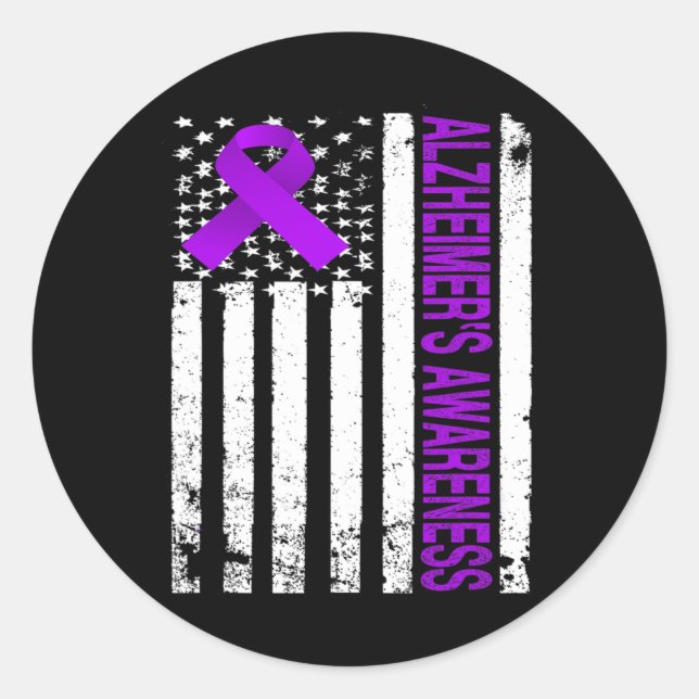 Bewusstsein - Lila Band der US-amerikanischen Flag Runder Aufkleber (Vorderseite)