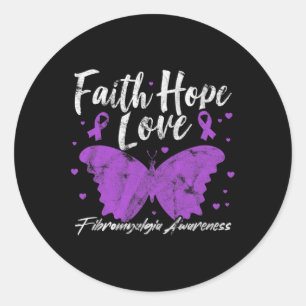 Bewusstsein Lila Butterfly Fibro Warrior Grunge Runder Aufkleber