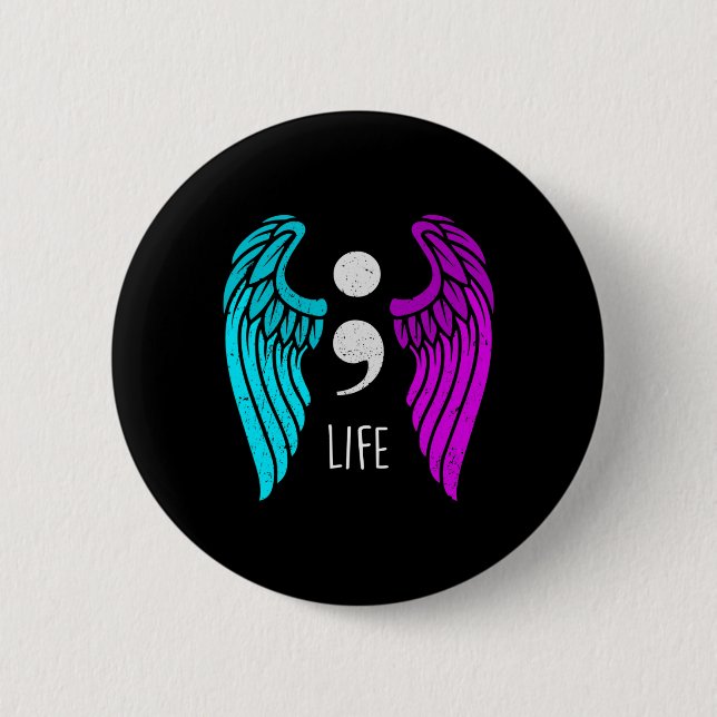 Bewusstsein - Semi Colon Life Engel Button (Vorderseite)