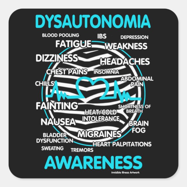Bewusstsein/Symptome...Dysautonomie Square Sticker (Vorderseite)