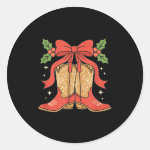 Bewusstseins-Cowboy-Stiefel-Weihnachten-Brustkrebs Runder Aufkleber