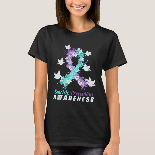 Bewusstseinsbildung bei Suiziden - Rosa und Aquama T-Shirt (Vorderseite)