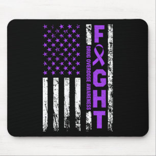 Bewusstseinsbildung Überdosis Lila Band USA-Flagge Mousepad