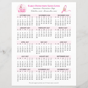 Bewusstseinskalender 15-Monate 2027 für Brustkrebs Flyer