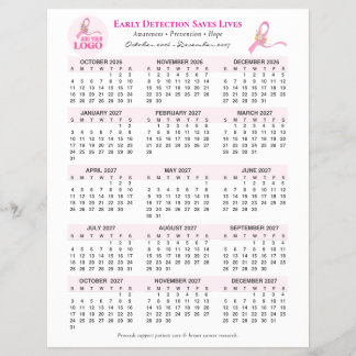 Bewusstseinskalender 15-Monate 2027 für Brustkrebs Flyer
