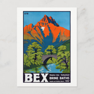 Bex Schweiz Vintage Reiseposter Restauriert Postkarte