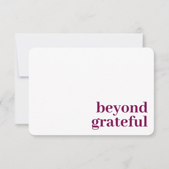 Beyond Grateful Thank You Modern Berry Card Dankeskarte (Vorderseite)