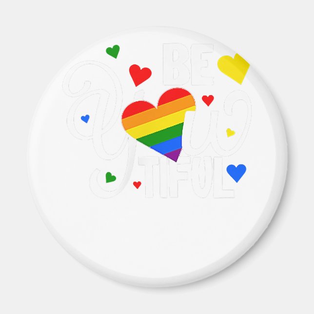 BeYouTIFUL Gay Pride Lesbian Rainbow Heart Magnet (Vorne)