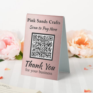 Bezahlung hier QR Code Rose Gold Metallic Foil Eff Tischaufsteller