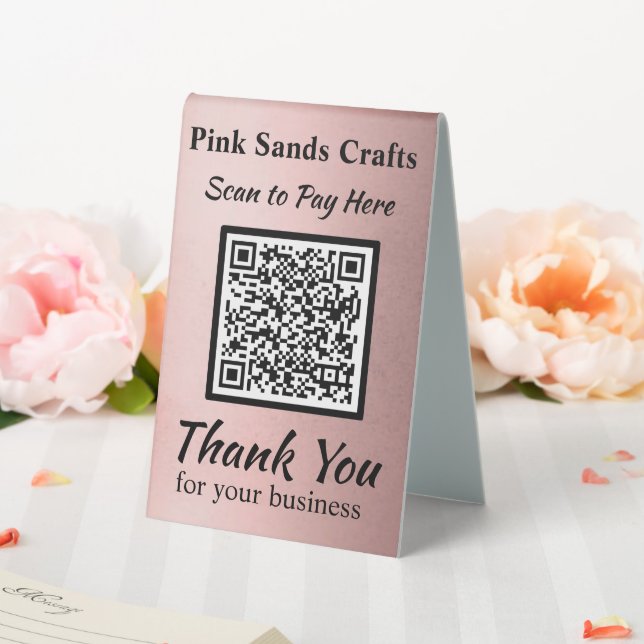 Bezahlung hier QR Code Rose Gold Metallic Foil Eff Tischaufsteller (In Situ (Hochzeit))