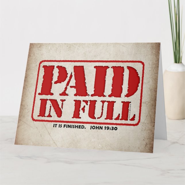 Bezahlung in voller Höhe Karte (Vorderseite)