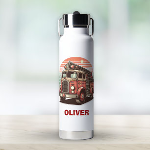 Bezauberender Retro-Feuerwehrwagen im Vintage-Stil Trinkflasche