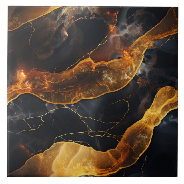 Bezaubernd Abstrakte Goldene Linien Fliese (Vorderseite)