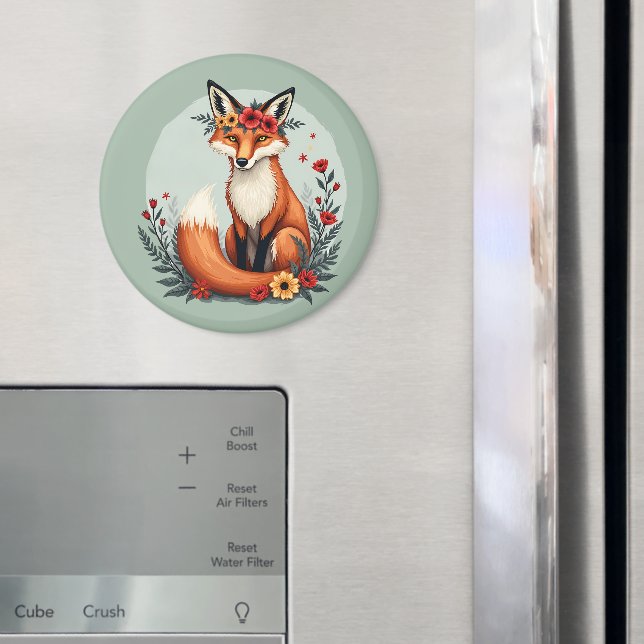 Bezaubernd Blumenfox Holzlandschaft Kunst Magnet (In Situ (Kühlschrank))