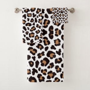 Bezaubernd Elegante Natürliche Leoparden Muster    Badhandtuch Set