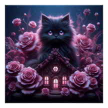 Bezaubernd Kitten Haven: 3D Dark Fantasy Art Print