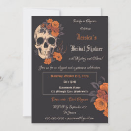Bezaubernd Orange Bouquet auf Cream Skull Einladung