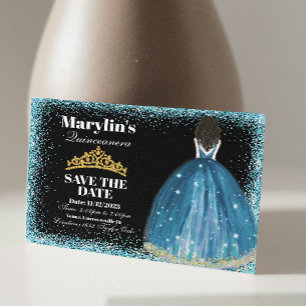 Bezaubernd türkisfarbener Glitzer Prinzessin Quinc Save The Date
