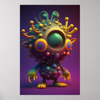 Bezaubernde 3D-Farbfigur Poster