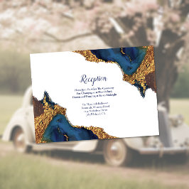 Bezaubernde Abstrakt Blue Gold Hochzeitsempfehlung Begleitkarte