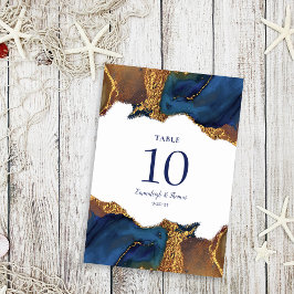 Bezaubernde Abstrakte Blue-Gold-Hochzeit Tischnummer