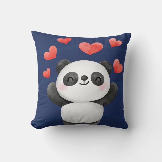 Bezaubernde Aquarellpanda mit Herz-Kinder Kissen (Vorderseite)