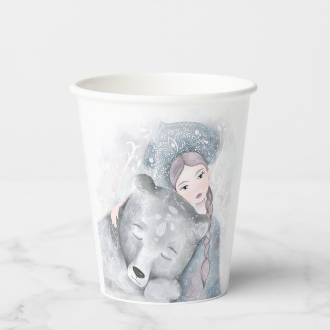 Bezaubernde Bären und Mädchen Weihnachten Pappbecher (Vorderseite)