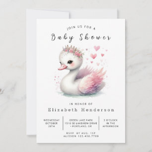 Bezaubernde, bedienerfreundliche Swan-Babydusche Einladung