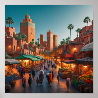 Bezaubernde Bezirke von Marrakesch, Marokko Poster