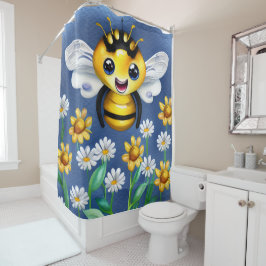 Bezaubernde Biene im Blumengarten Duschvorhang