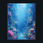 Bezaubernde blaue Tiefen und Korallenriffe Postkarte<br><div class="desc">Tauchen Sie ein in das faszinierende "Blaue Tiefen und Korallenriffe",  eine faszinierende Darstellung des Unterwasserrealms. Dieses Bild zeigt die ruhige Schönheit des Ozeanherzes,  wo lebendige Korallenformationen vor einem beruhigenden,  blauen Hintergrund mit Leben verbunden sind. Ideal,  um das Wunder des Meeres in Ihren Wohnraum zu bringen.</div>