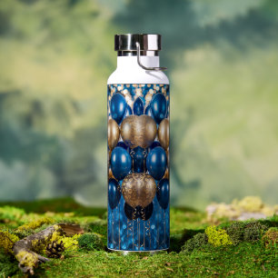 Bezaubernde Blue & Gold Bokeh Ballon Wasserflasche Trinkflasche