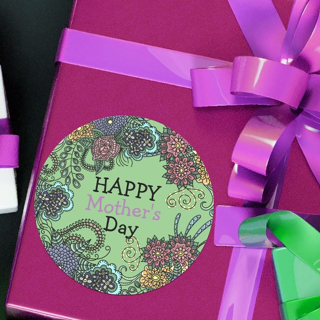 Bezaubernde Blume des Doodle Runder Aufkleber (Von Creator hochgeladen)