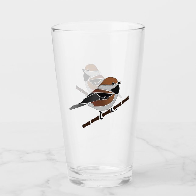 Bezaubernde Boreal Chickadee Bird Cartoon Glas (Vorderseite)