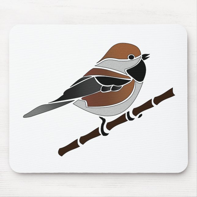 Bezaubernde Boreal Chickadee Bird Cartoon Mousepad (Vorne)