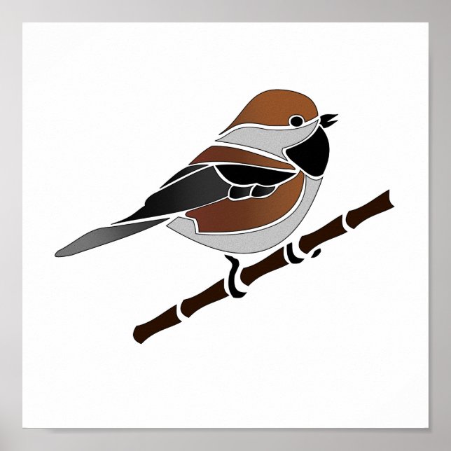 Bezaubernde Boreal Chickadee Bird Cartoon Poster (Vorne)