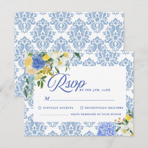 Bezaubernde Burgundy & Maroon Blues Black Wedding RSVP Karte