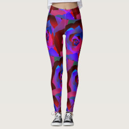 Bezaubernde dunkelrote lila blaue abstrakte Rose Leggings