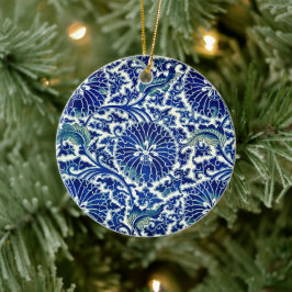 Bezaubernde Eleganz: Blaues, florales chinesisches Keramik Ornament