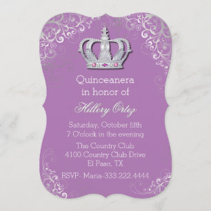 Bezaubernde extravagante Krone Quinceanera Einladung