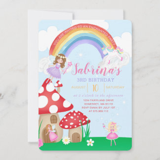Bezaubernde Fairy Garden Prinzessin Birthday Einladung